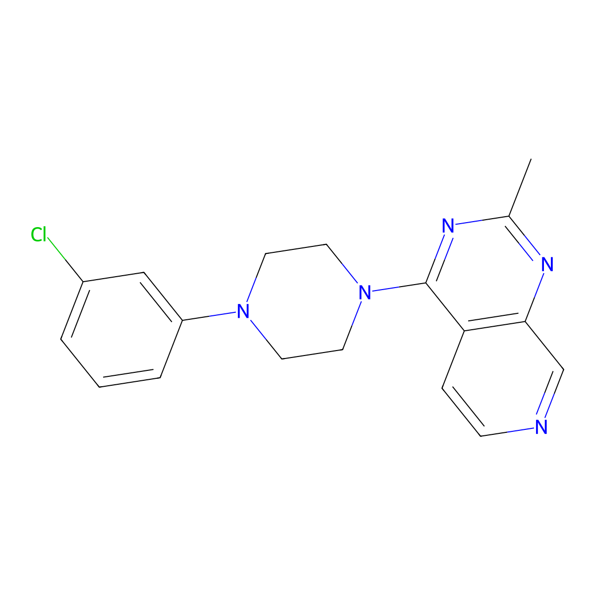 1-(3-Chlorophenyl)-4-{2-methylpyrido[3,4-d]pyrimidin-4-yl}piperazine molecular structure, CAS 2770597-05-0