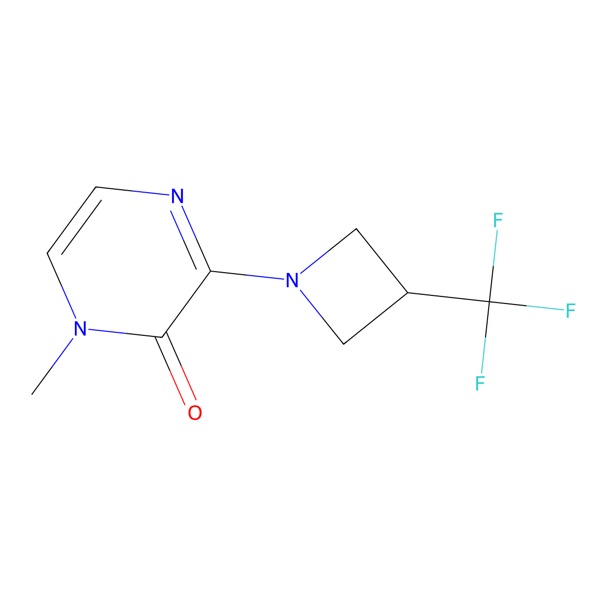 1-Methyl-3-[3-(trifluoromethyl)azetidin-1-yl]-1,2-dihydropyrazin-2-one molecular structure, CAS 2770597-06-1