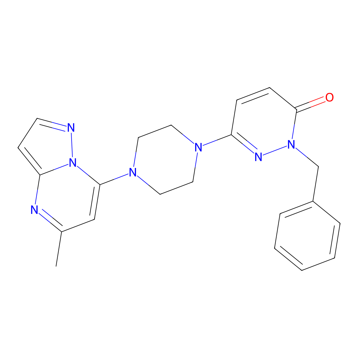2-Benzyl-6-(4-{5-methylpyrazolo[1,5-a]pyrimidin-7-yl}piperazin-1-yl)-2,3-dihydropyridazin-3-one molecular structure, CAS 2770597-14-1