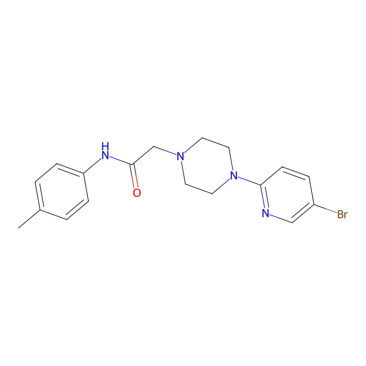 2-[4-(5-bromopyridin-2-yl)piperazin-1-yl]-N-(4-methylphenyl)acetamide molecular structure, CAS 2770597-17-4