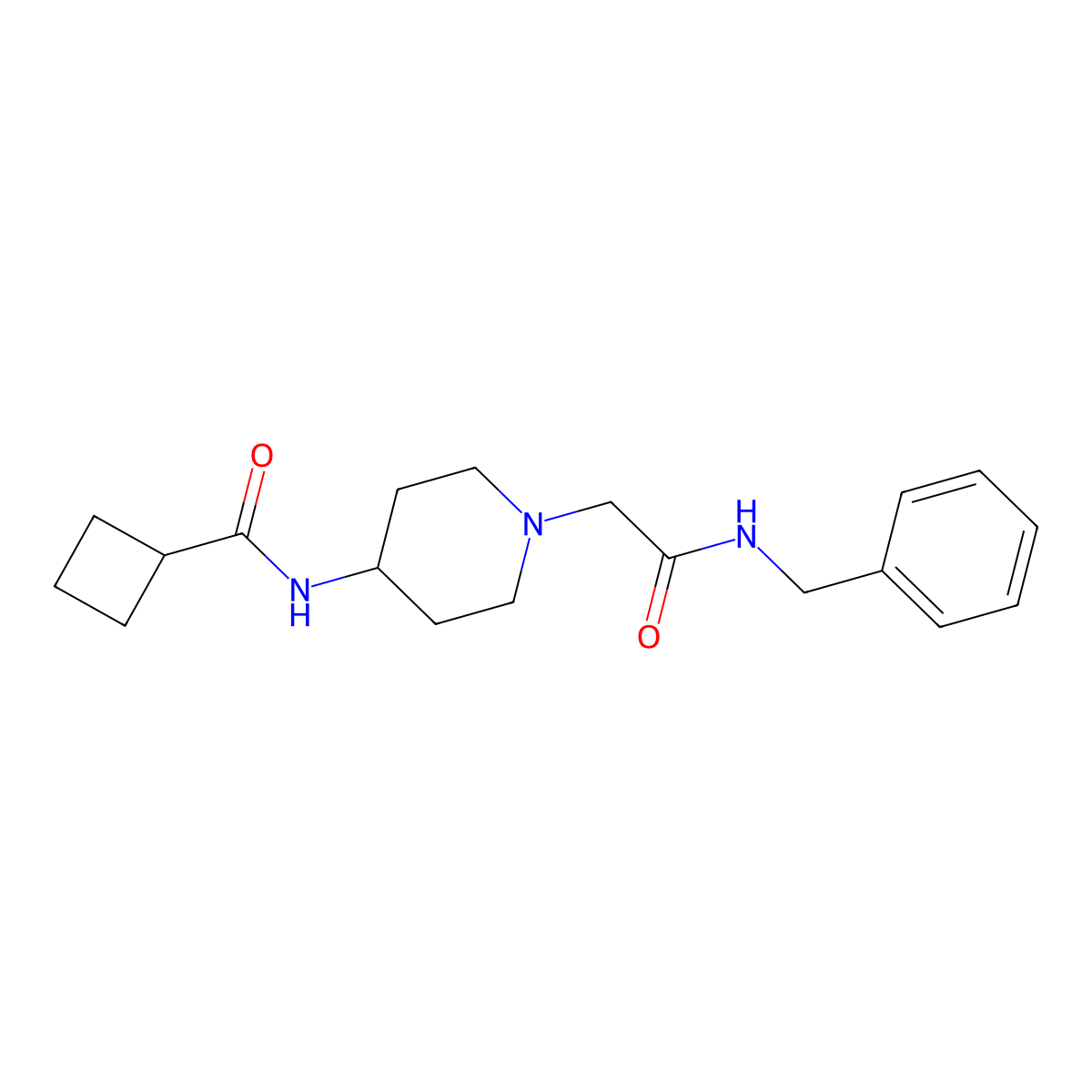 N-{1-[(benzylcarbamoyl)methyl]piperidin-4-yl}cyclobutanecarboxamide molecular structure, CAS 2770597-20-9