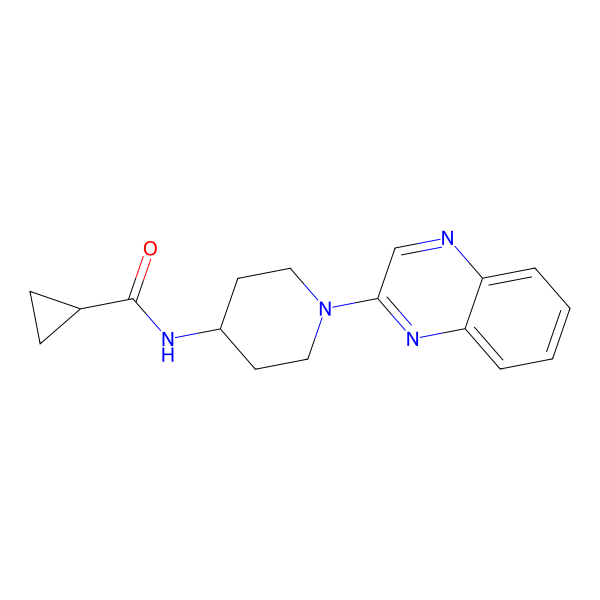 N-[1-(quinoxalin-2-yl)piperidin-4-yl]cyclopropanecarboxamide molecular structure, CAS 2770597-42-5