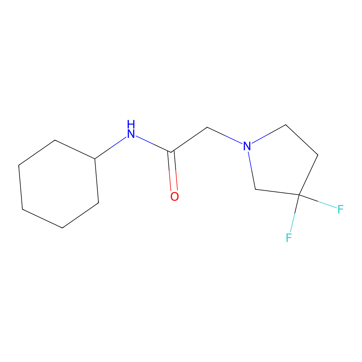N-cyclohexyl-2-(3,3-difluoropyrrolidin-1-yl)acetamide molecular structure, CAS 2770597-44-7