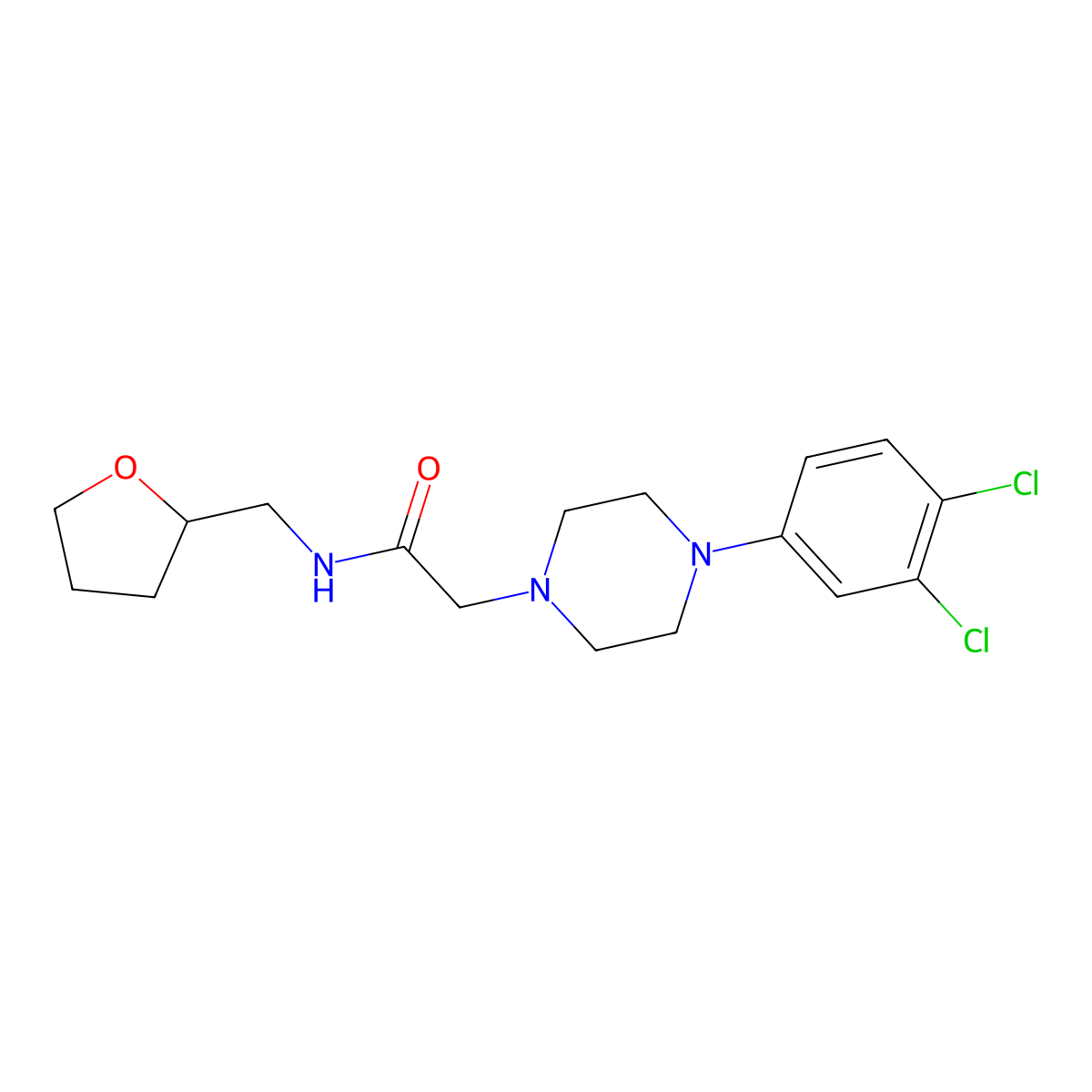 2-[4-(3,4-dichlorophenyl)piperazin-1-yl]-N-[(oxolan-2-yl)methyl]acetamide molecular structure, CAS 2770597-45-8