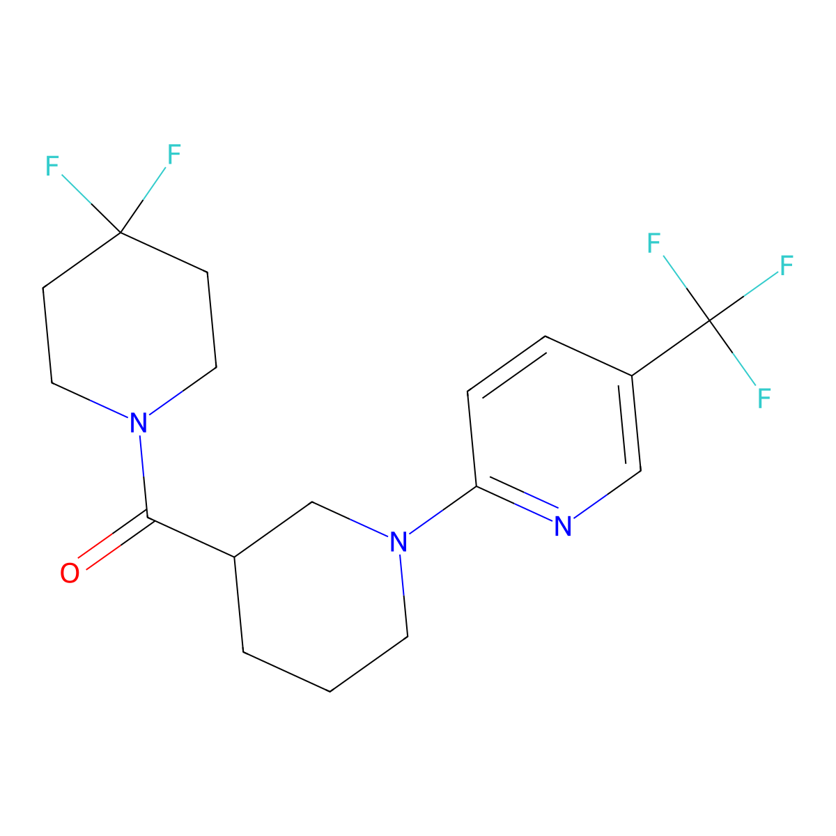 2-[3-(4,4-Difluoropiperidine-1-carbonyl)piperidin-1-yl]-5-(trifluoromethyl)pyridine molecular structure, CAS 2770597-47-0
