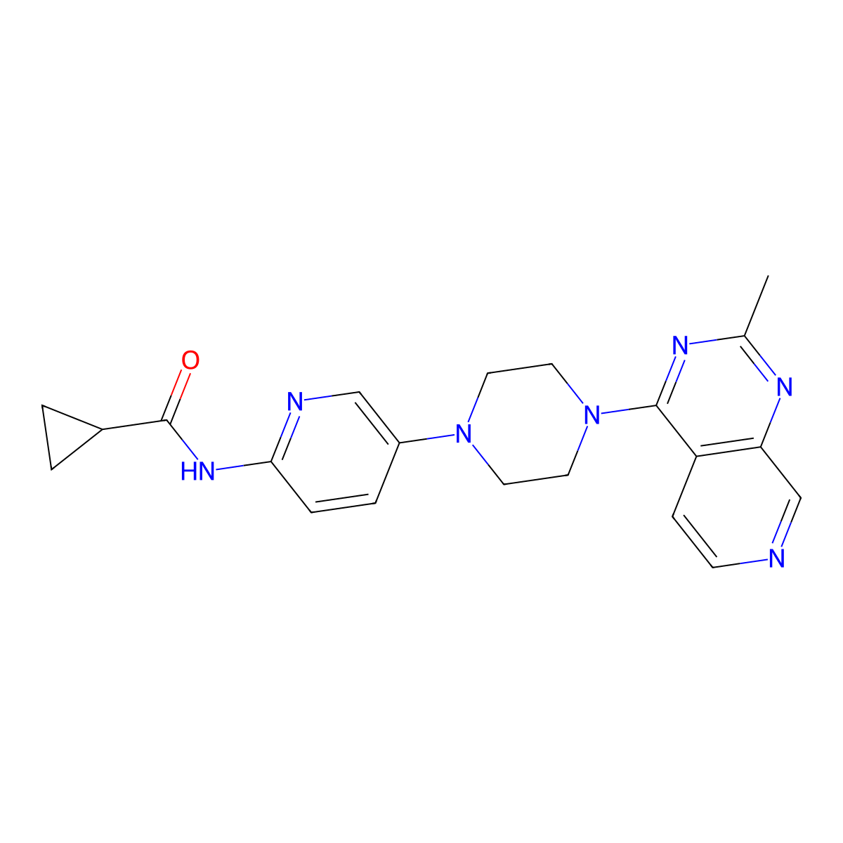 N-[5-(4-{2-methylpyrido[3,4-d]pyrimidin-4-yl}piperazin-1-yl)pyridin-2-yl]cyclopropanecarboxamide molecular structure, CAS 2770597-52-7