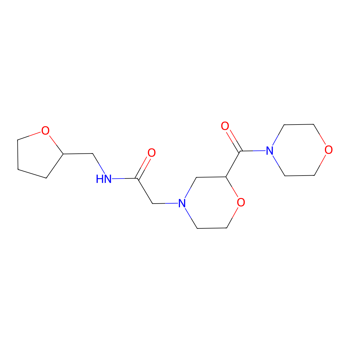 2-[2-(morpholine-4-carbonyl)morpholin-4-yl]-N-[(oxolan-2-yl)methyl]acetamide molecular structure, CAS 2770597-56-1