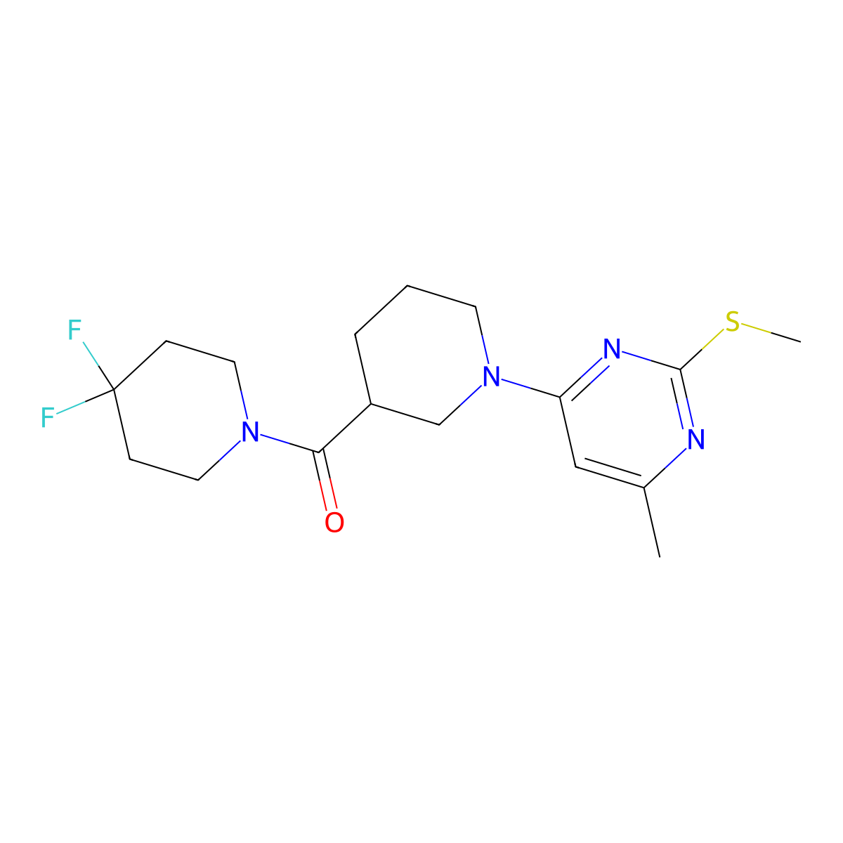 4-[3-(4,4-Difluoropiperidine-1-carbonyl)piperidin-1-yl]-6-methyl-2-(methylsulfanyl)pyrimidine molecular structure, CAS 2770597-57-2