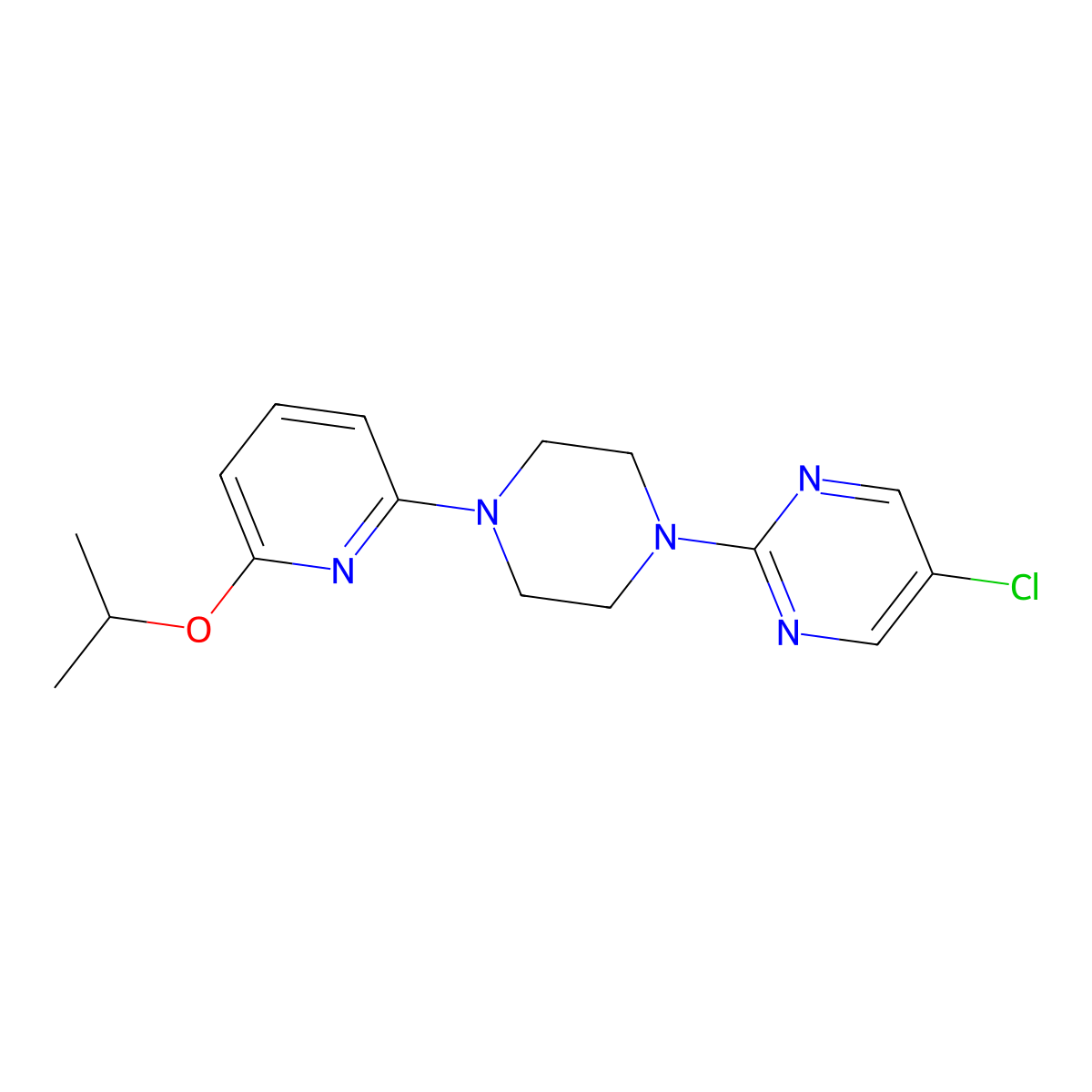 5-Chloro-2-{4-[6-(propan-2-yloxy)pyridin-2-yl]piperazin-1-yl}pyrimidine molecular structure, CAS 2770597-67-4