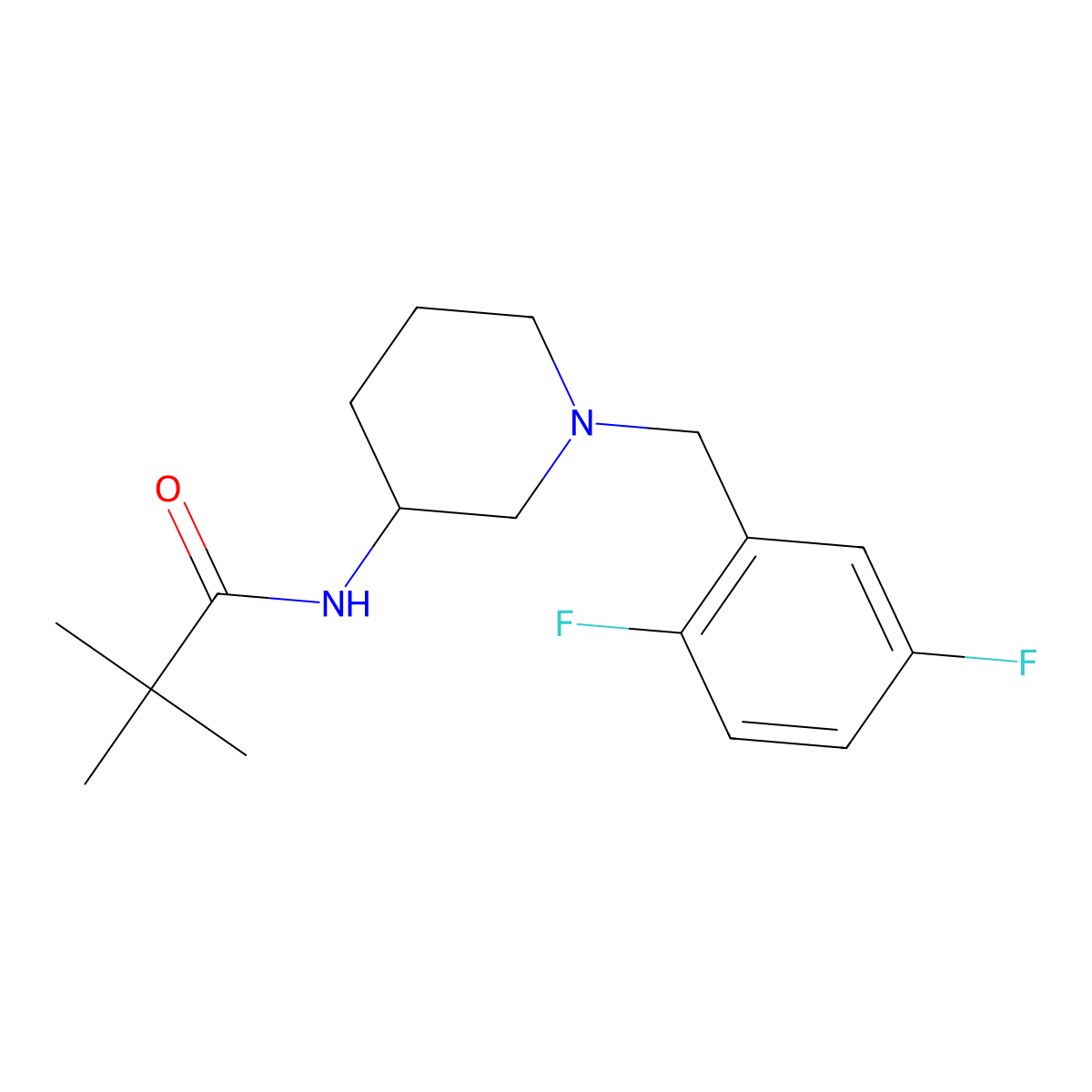 N-{1-[(2,5-difluorophenyl)methyl]piperidin-3-yl}-2,2-dimethylpropanamide molecular structure, CAS 2770597-69-6