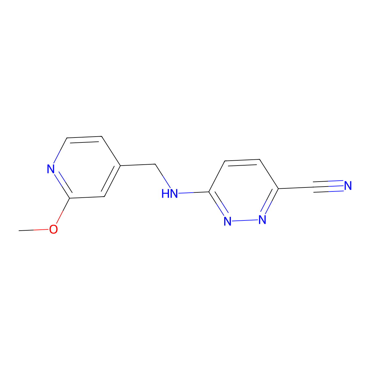 6-{[(2-Methoxypyridin-4-yl)methyl]amino}pyridazine-3-carbonitrile molecular structure, CAS 2770597-78-7