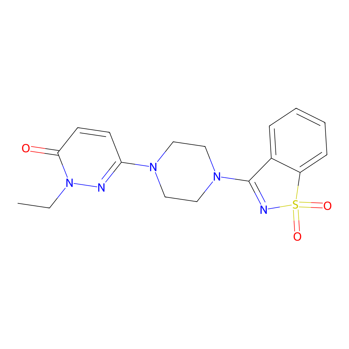 6-[4-(1,1-Dioxo-1,2-benzothiazol-3-yl)piperazin-1-yl]-2-ethylpyridazin-3-one molecular structure, CAS 2770597-80-1