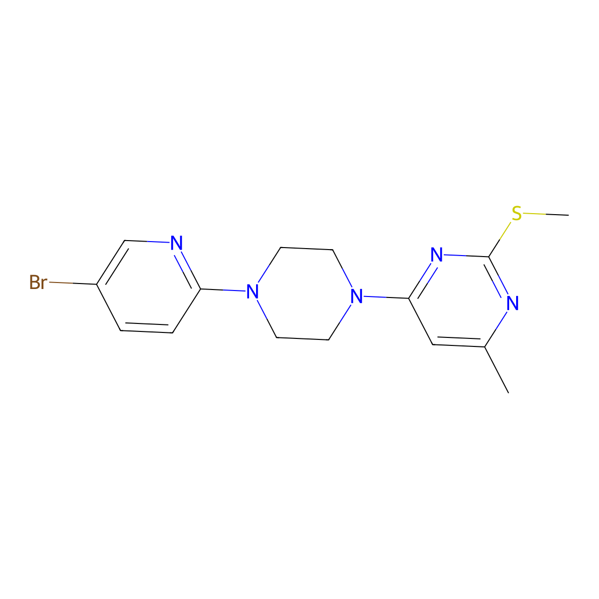 4-[4-(5-Bromopyridin-2-yl)piperazin-1-yl]-6-methyl-2-(methylsulfanyl)pyrimidine molecular structure, CAS 2770597-83-4
