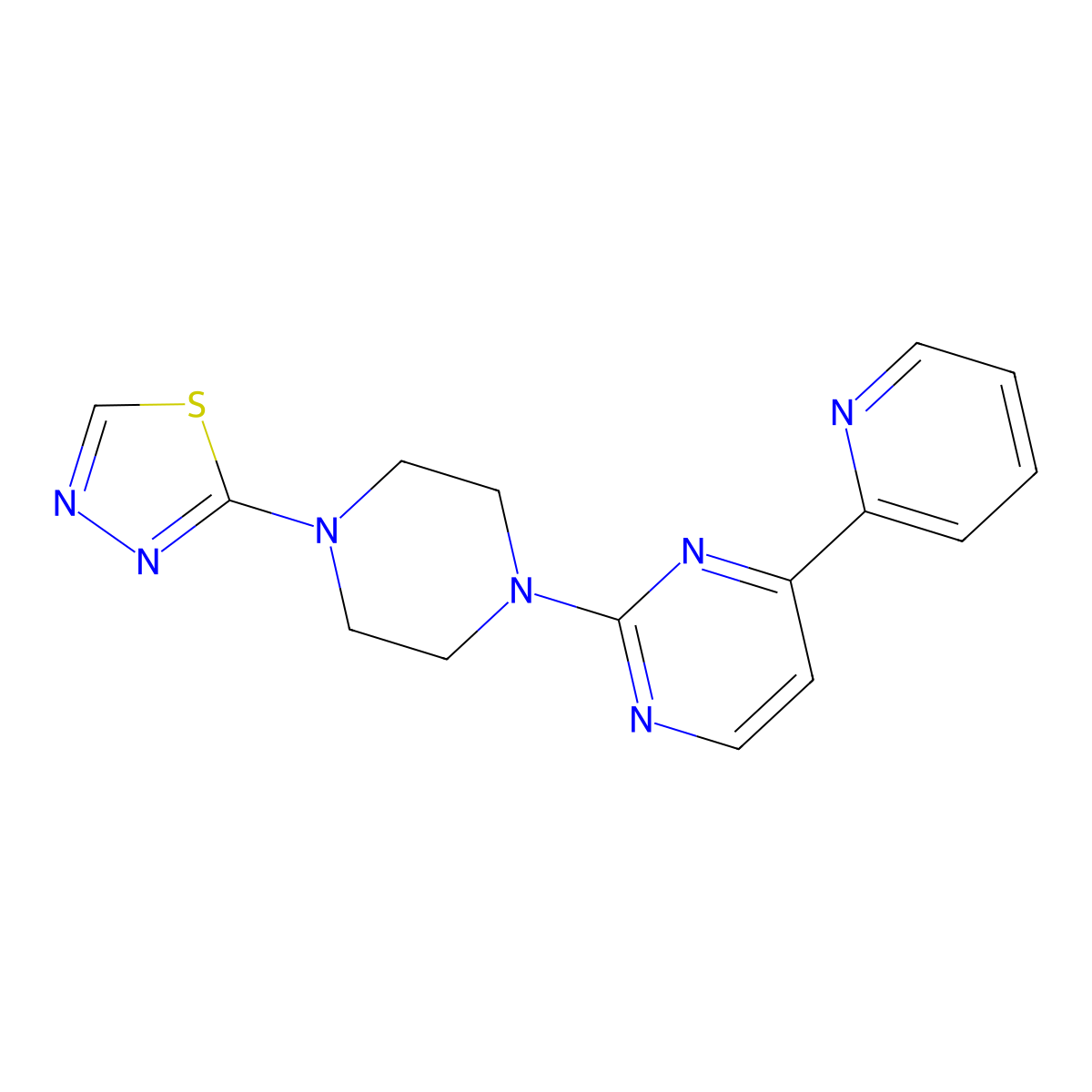 4-(Pyridin-2-yl)-2-[4-(1,3,4-thiadiazol-2-yl)piperazin-1-yl]pyrimidine molecular structure, CAS 2770597-86-7