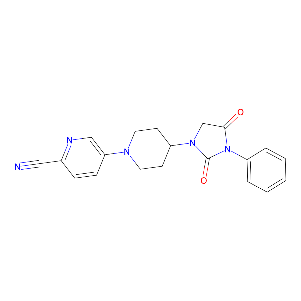 5-[4-(2,4-Dioxo-3-phenylimidazolidin-1-yl)piperidin-1-yl]pyridine-2-carbonitrile molecular structure, CAS 2770597-90-3