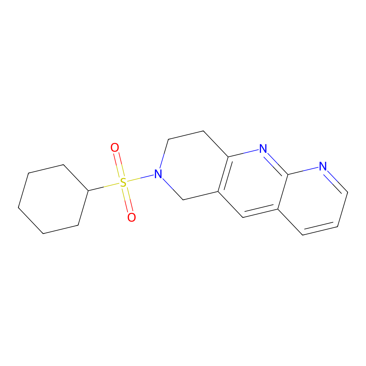 7-(cyclohexanesulfonyl)-6H,7H,8H,9H-pyrido[2,3-b]1,6-naphthyridine molecular structure, CAS 2770597-91-4