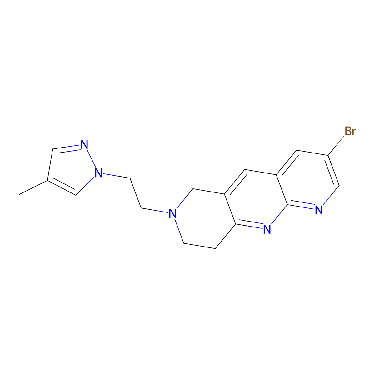 1-(2-{3-bromo-6H,7H,8H,9H-pyrido[2,3-b]1,6-naphthyridin-7-yl}ethyl)-4-methyl-1H-pyrazole molecular structure, CAS 2770597-92-5
