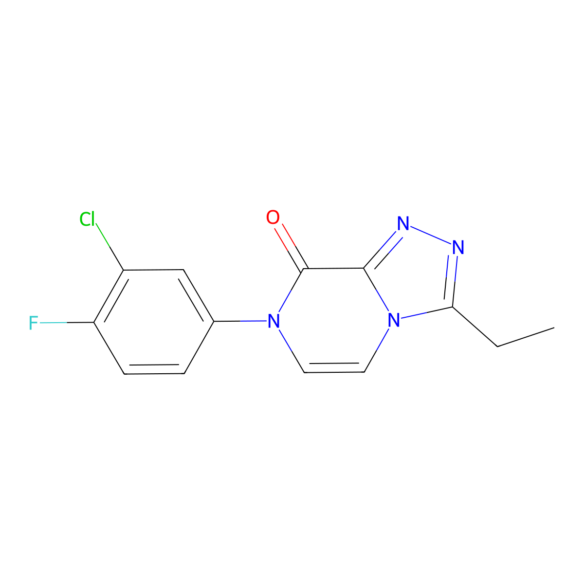 7-(3-chloro-4-fluorophenyl)-3-ethyl-7H,8H-[1,2,4]triazolo[4,3-a]pyrazin-8-one molecular structure, CAS 2770597-93-6