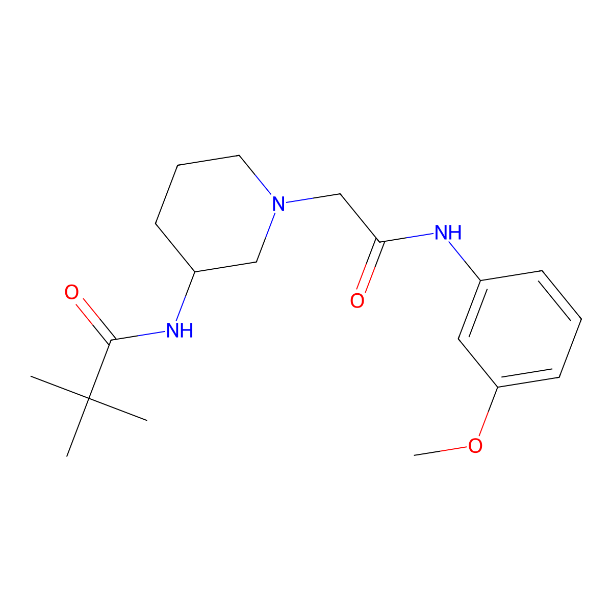 N-(1-{[(3-methoxyphenyl)carbamoyl]methyl}piperidin-3-yl)-2,2-dimethylpropanamide molecular structure, CAS 2770597-99-2