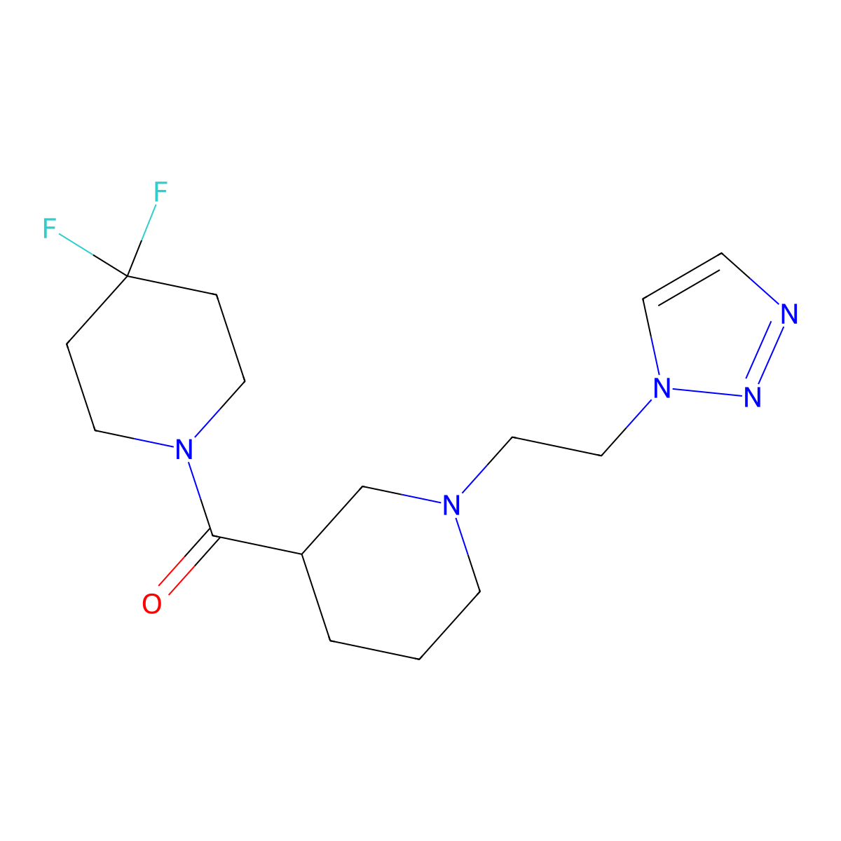 4,4-difluoro-1-{1-[2-(1H-1,2,3-triazol-1-yl)ethyl]piperidine-3-carbonyl}piperidine molecular structure, CAS 2770598-00-8