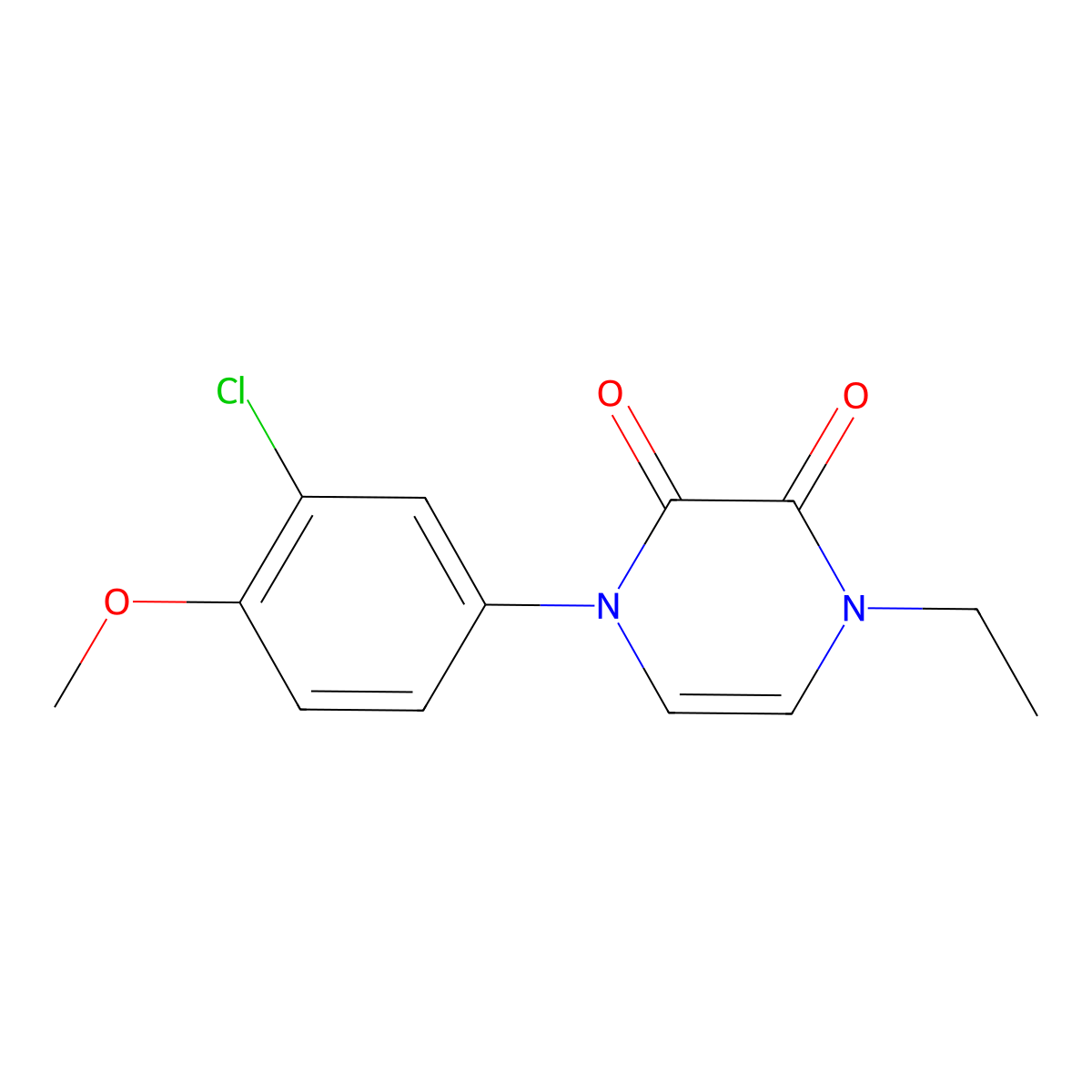 1-(3-Chloro-4-methoxyphenyl)-4-ethyl-1,2,3,4-tetrahydropyrazine-2,3-dione molecular structure, CAS 2770598-04-2