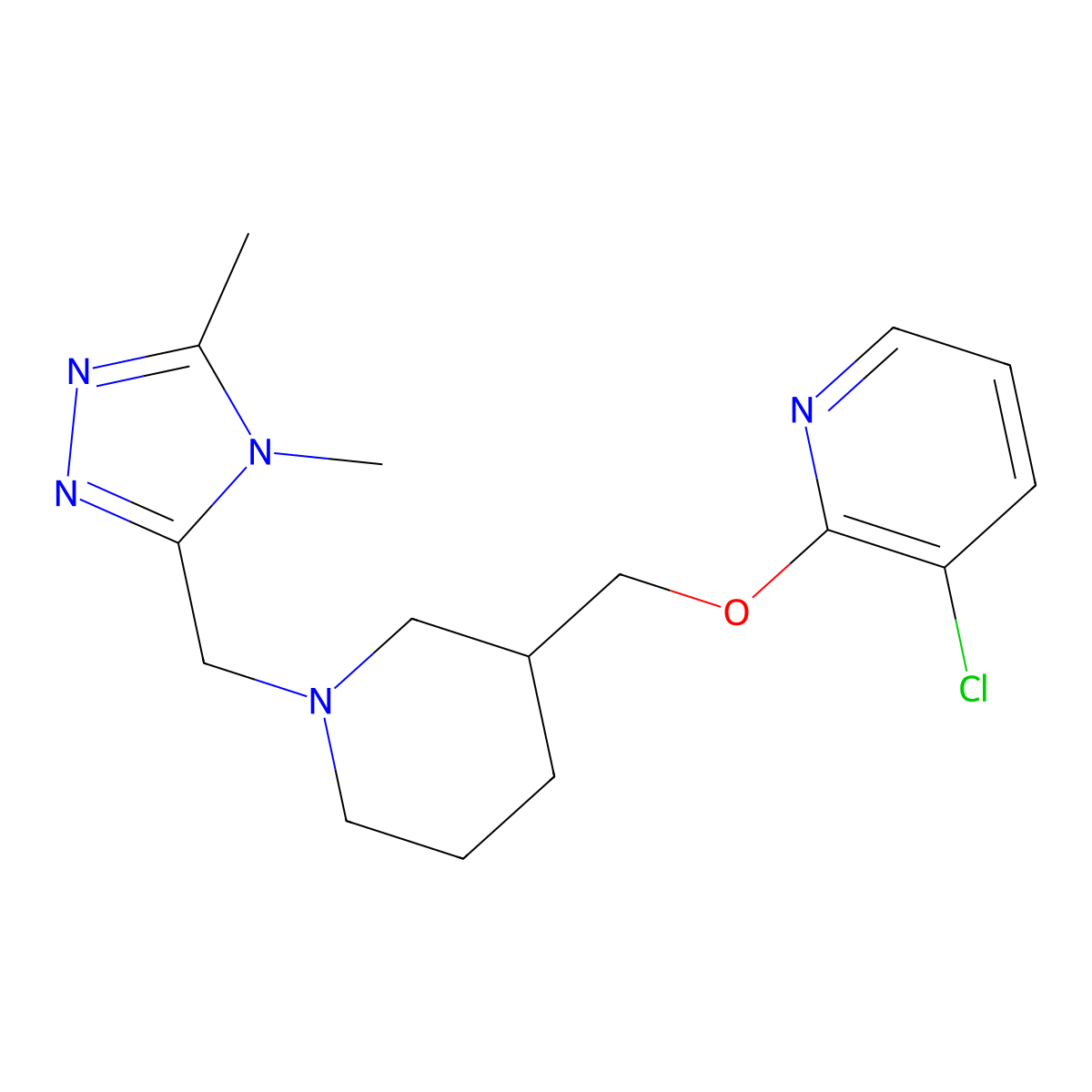 3-chloro-2-({1-[(4,5-dimethyl-4H-1,2,4-triazol-3-yl)methyl]piperidin-3-yl}methoxy)pyridine molecular structure, CAS 2770598-05-3