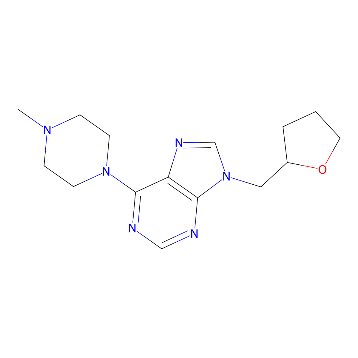 6-(4-methylpiperazin-1-yl)-9-[(oxolan-2-yl)methyl]-9H-purine molecular structure, CAS 2770598-08-6