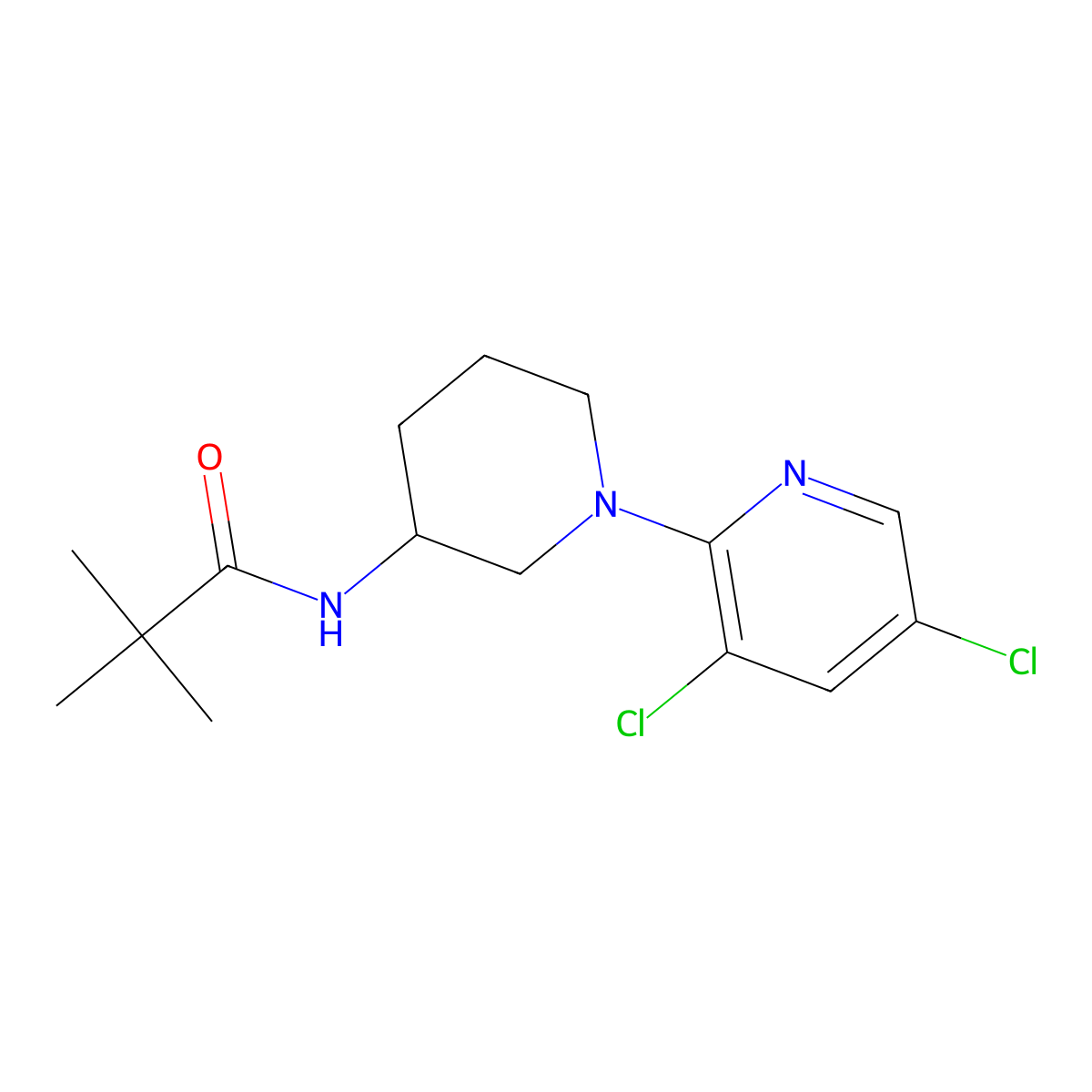 N-[1-(3,5-dichloropyridin-2-yl)piperidin-3-yl]-2,2-dimethylpropanamide molecular structure, CAS 2770598-12-2