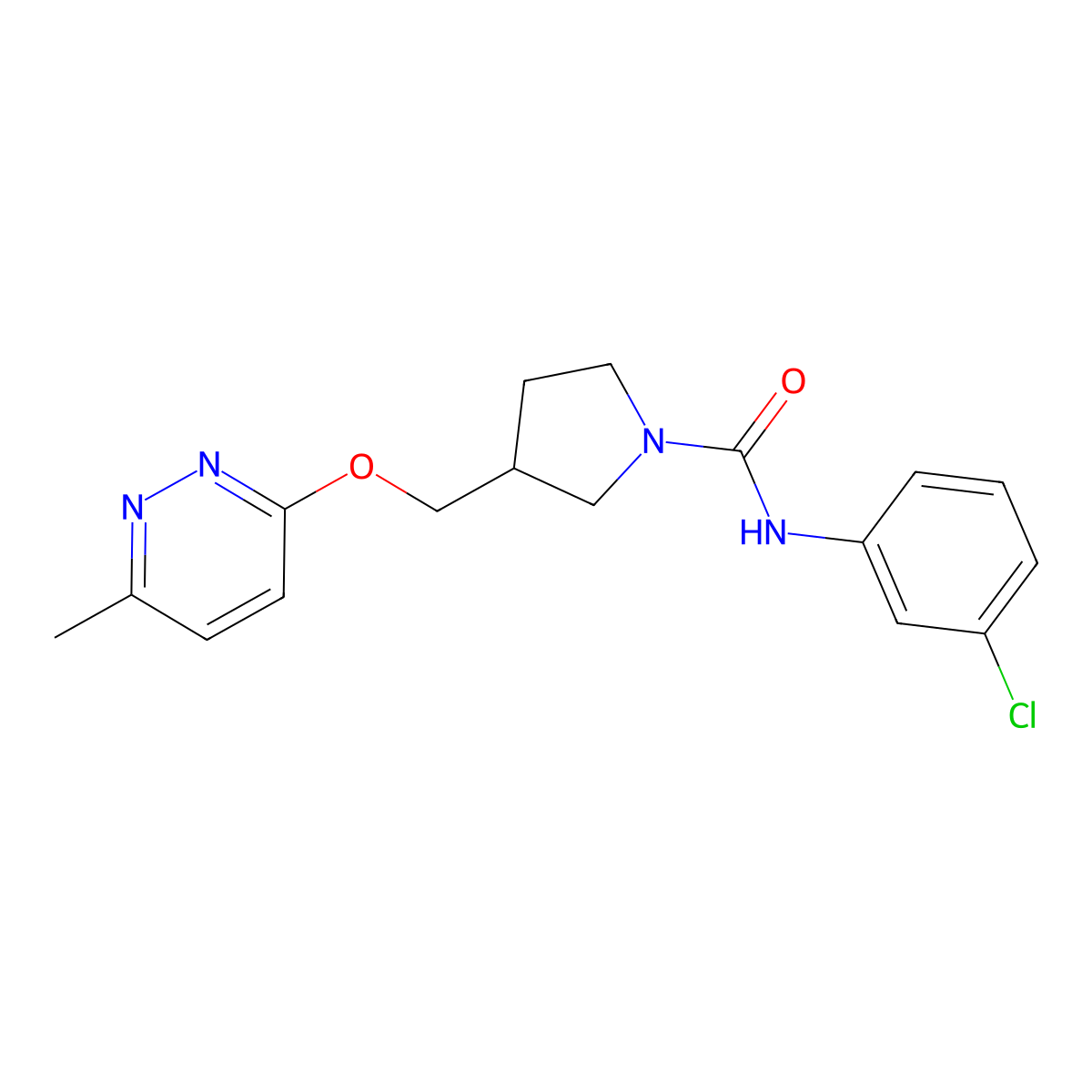 N-(3-chlorophenyl)-3-{[(6-methylpyridazin-3-yl)oxy]methyl}pyrrolidine-1-carboxamide molecular structure, CAS 2770598-22-4