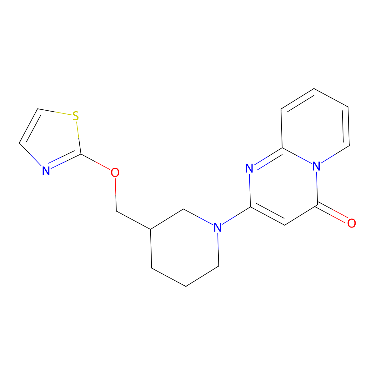 2-{3-[(1,3-thiazol-2-yloxy)methyl]piperidin-1-yl}-4H-pyrido[1,2-a]pyrimidin-4-one molecular structure, CAS 2770598-27-9