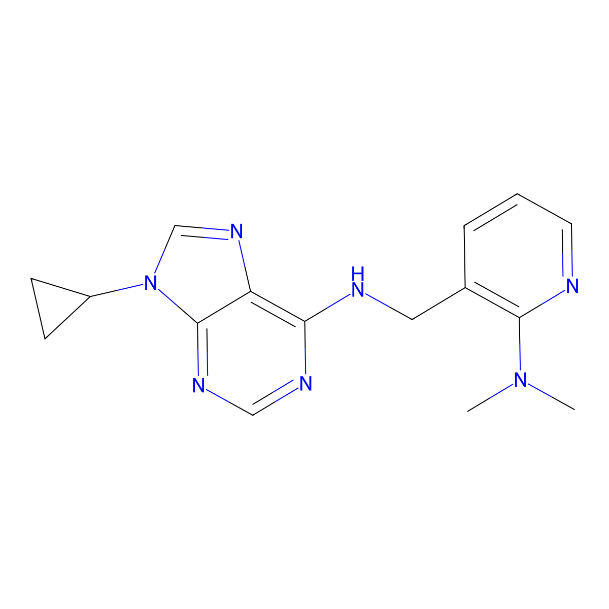 9-cyclopropyl-N-{[2-(dimethylamino)pyridin-3-yl]methyl}-9H-purin-6-amine molecular structure, CAS 2770598-29-1