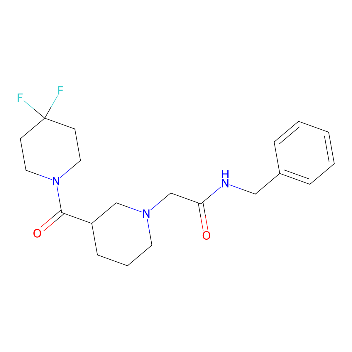 N-benzyl-2-[3-(4,4-difluoropiperidine-1-carbonyl)piperidin-1-yl]acetamide molecular structure, CAS 2770598-30-4