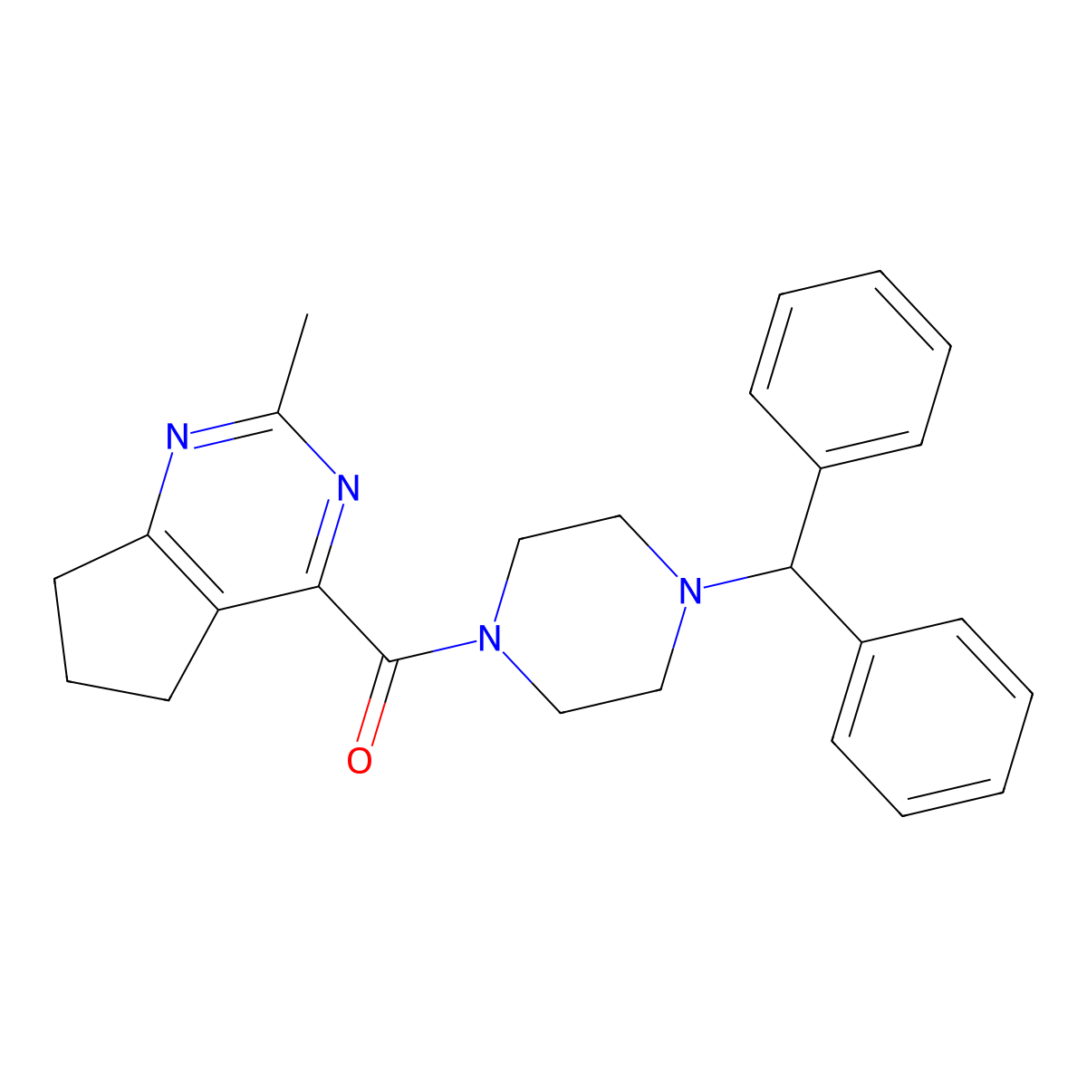 1-(diphenylmethyl)-4-{2-methyl-5H,6H,7H-cyclopenta[d]pyrimidine-4-carbonyl}piperazine molecular structure, CAS 2770598-32-6