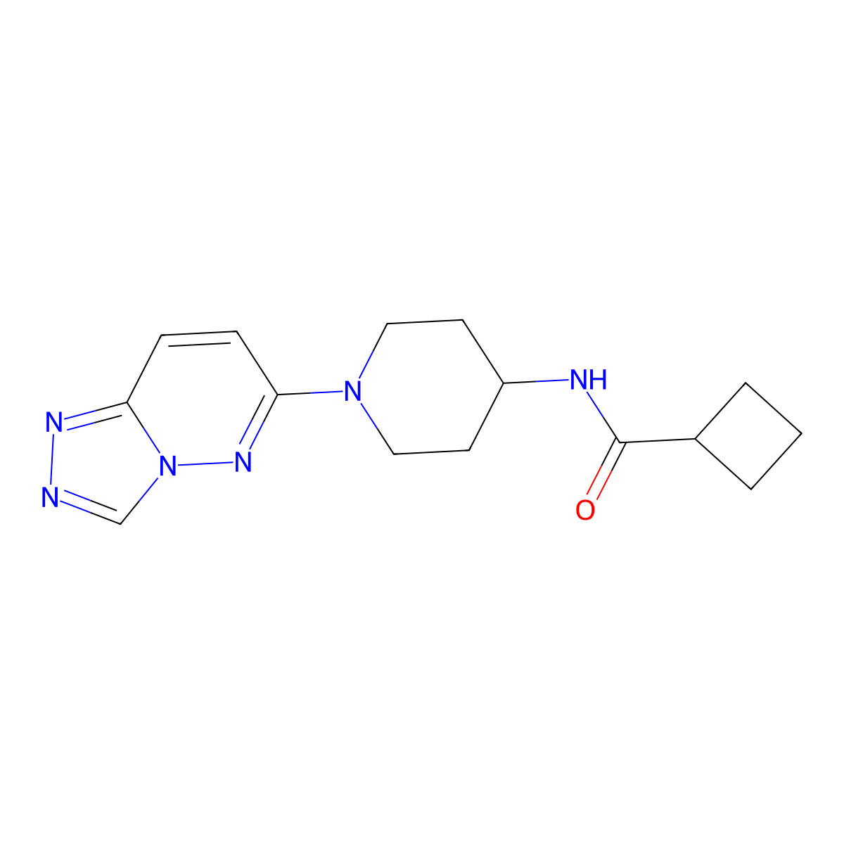 N-(1-{[1,2,4]triazolo[4,3-b]pyridazin-6-yl}piperidin-4-yl)cyclobutanecarboxamide molecular structure, CAS 2770598-35-9