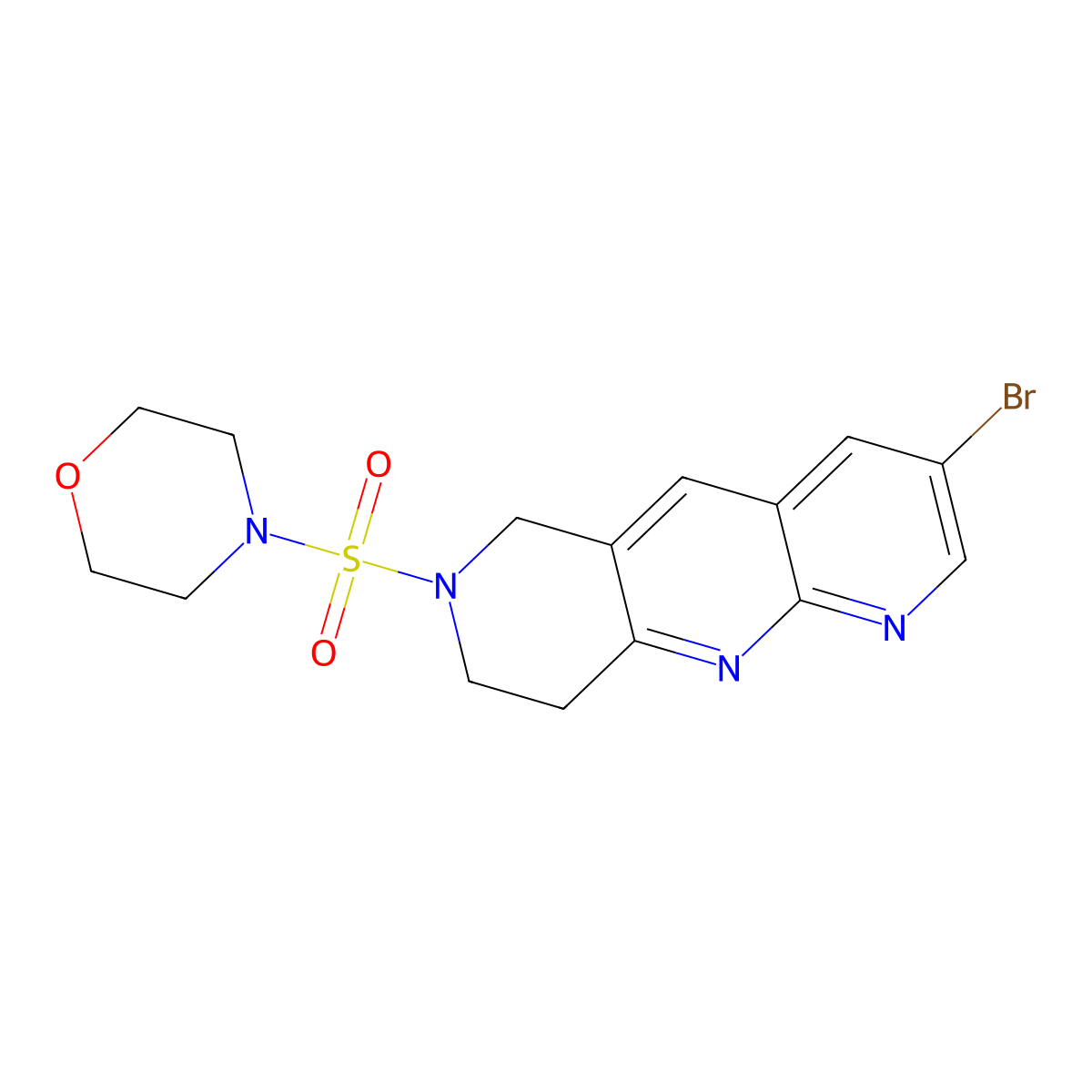 4-({3-bromo-6H,7H,8H,9H-pyrido[2,3-b]1,6-naphthyridin-7-yl}sulfonyl)morpholine molecular structure, CAS 2770598-36-0