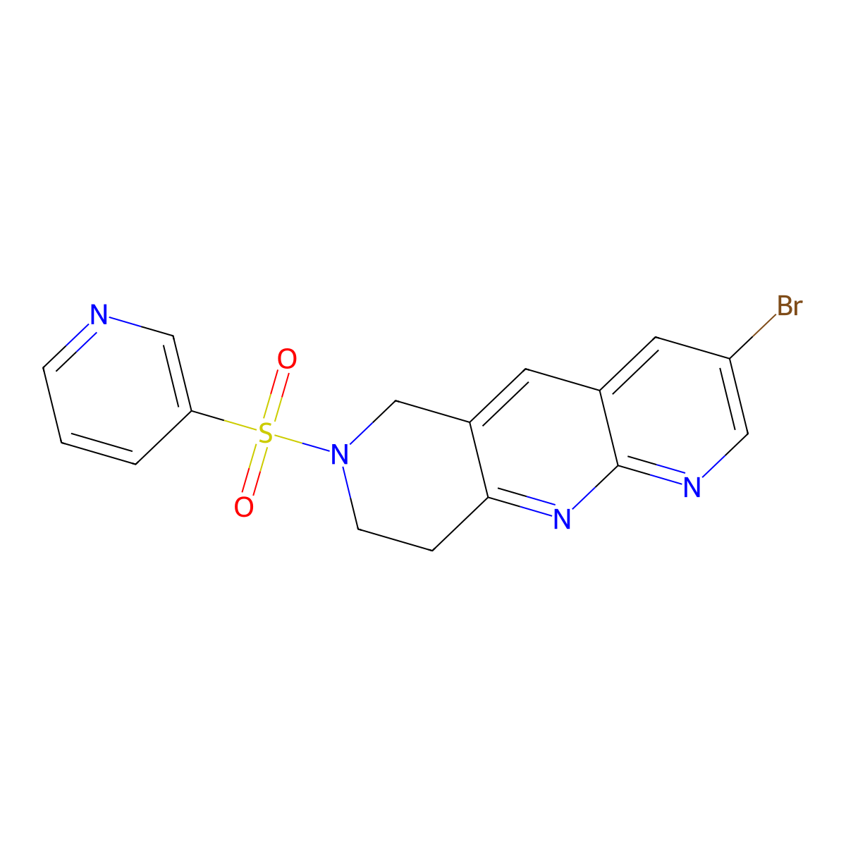 3-({3-bromo-6H,7H,8H,9H-pyrido[2,3-b]1,6-naphthyridin-7-yl}sulfonyl)pyridine molecular structure, CAS 2770598-39-3