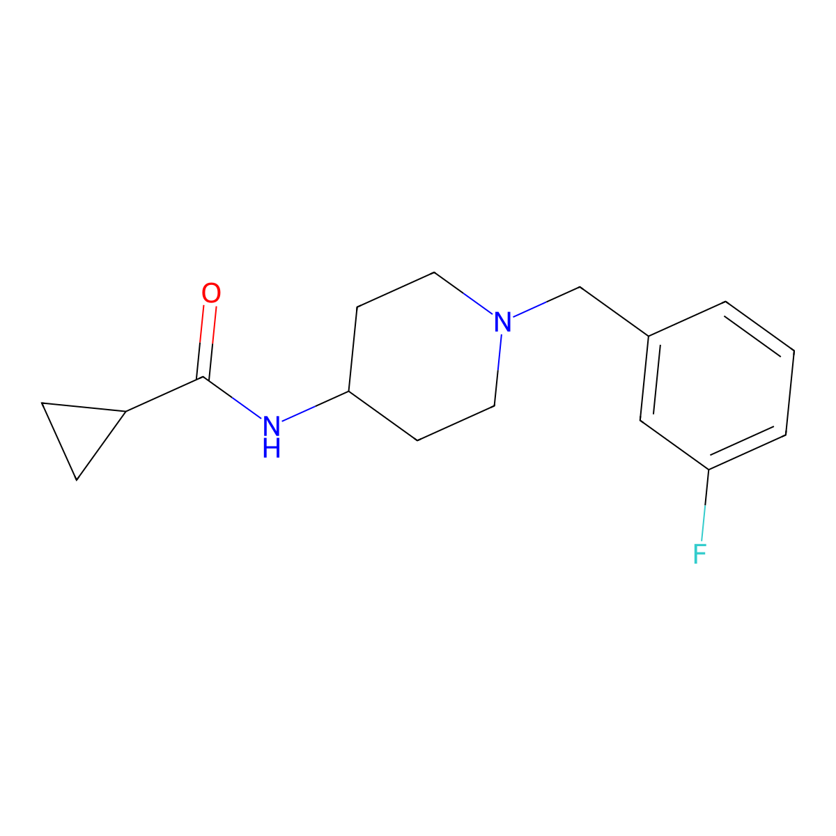 N-{1-[(3-fluorophenyl)methyl]piperidin-4-yl}cyclopropanecarboxamide molecular structure, CAS 2770598-54-2