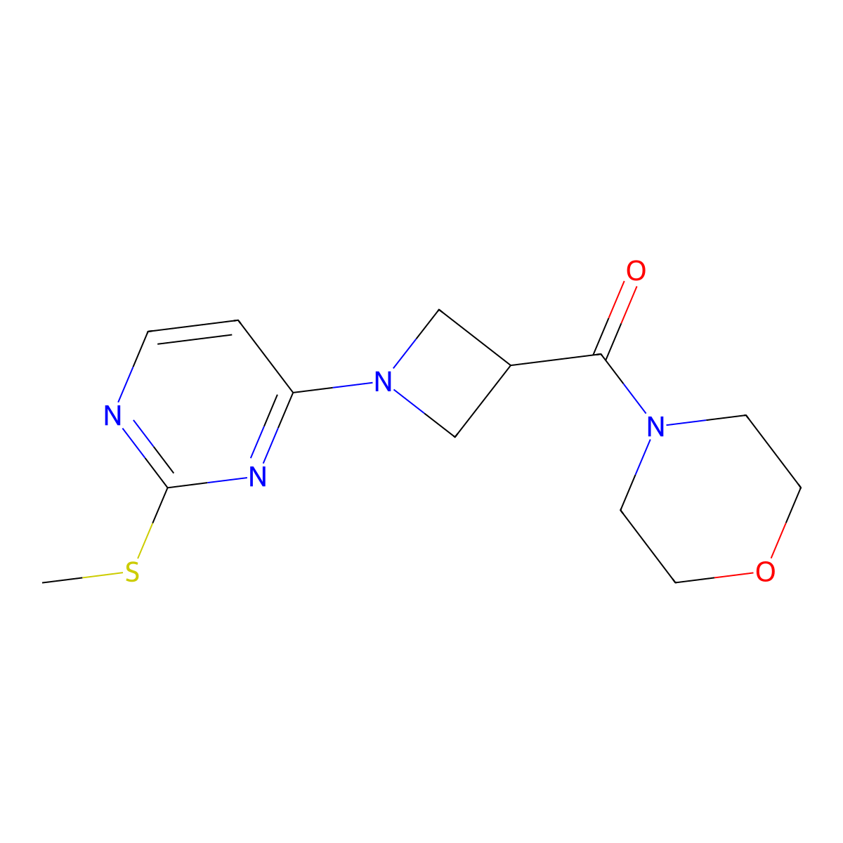 4-{1-[2-(Methylsulfanyl)pyrimidin-4-yl]azetidine-3-carbonyl}morpholine molecular structure, CAS 2770598-55-3