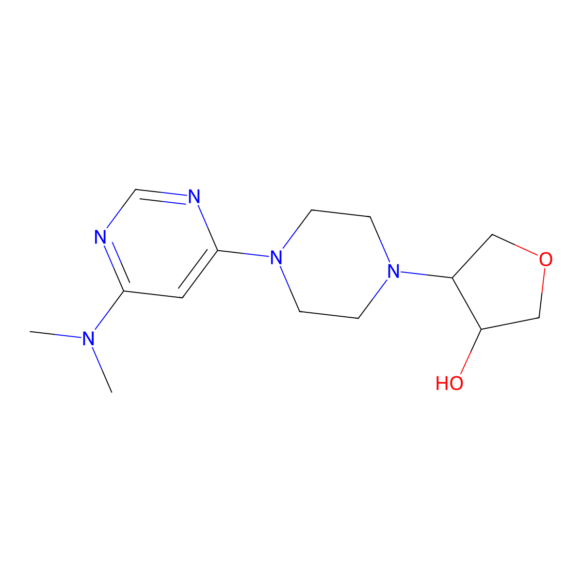 4-{4-[6-(Dimethylamino)pyrimidin-4-yl]piperazin-1-yl}oxolan-3-ol molecular structure, CAS 2770598-56-4