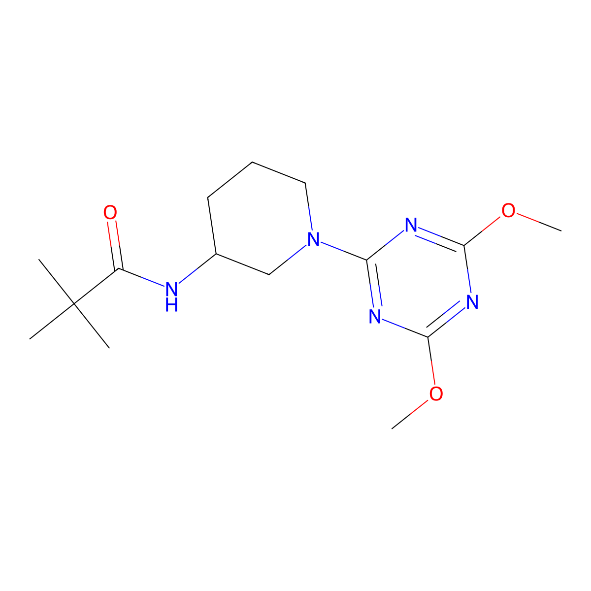 N-[1-(4,6-dimethoxy-1,3,5-triazin-2-yl)piperidin-3-yl]-2,2-dimethylpropanamide molecular structure, CAS 2770598-63-3