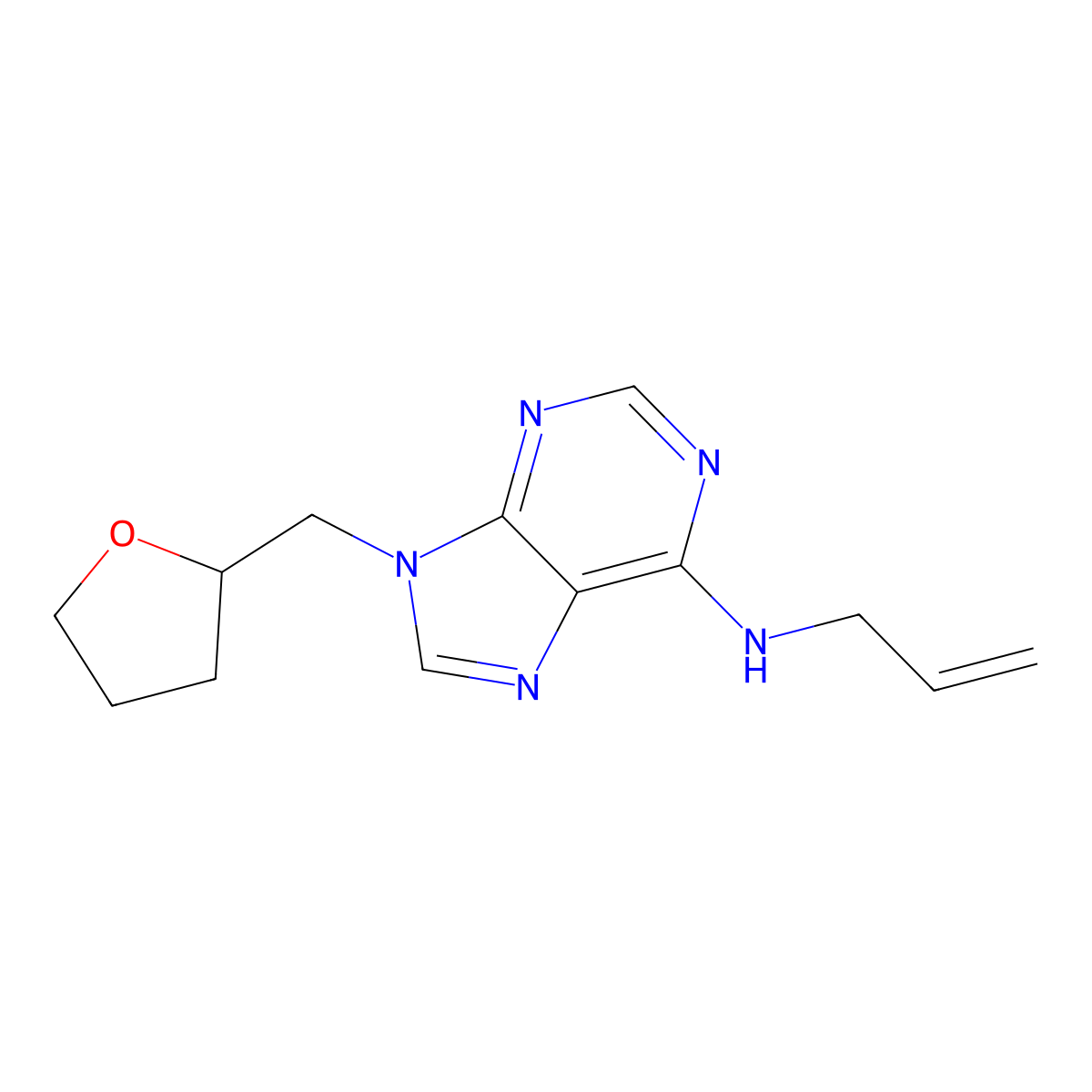9-[(oxolan-2-yl)methyl]-N-(prop-2-en-1-yl)-9H-purin-6-amine molecular structure, CAS 2770598-67-7