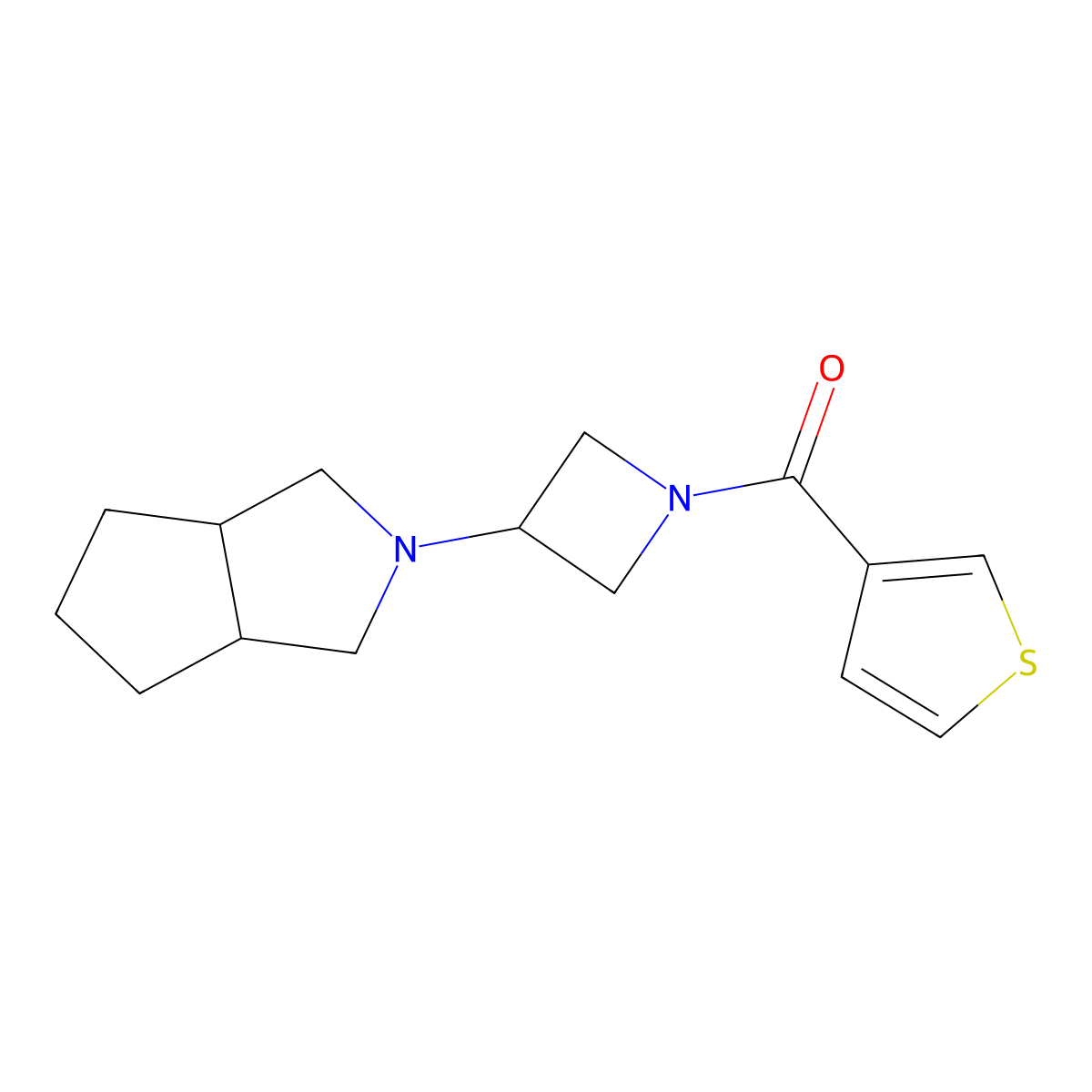 3-{Octahydrocyclopenta[c]pyrrol-2-yl}-1-(thiophene-3-carbonyl)azetidine molecular structure, CAS 2770598-68-8