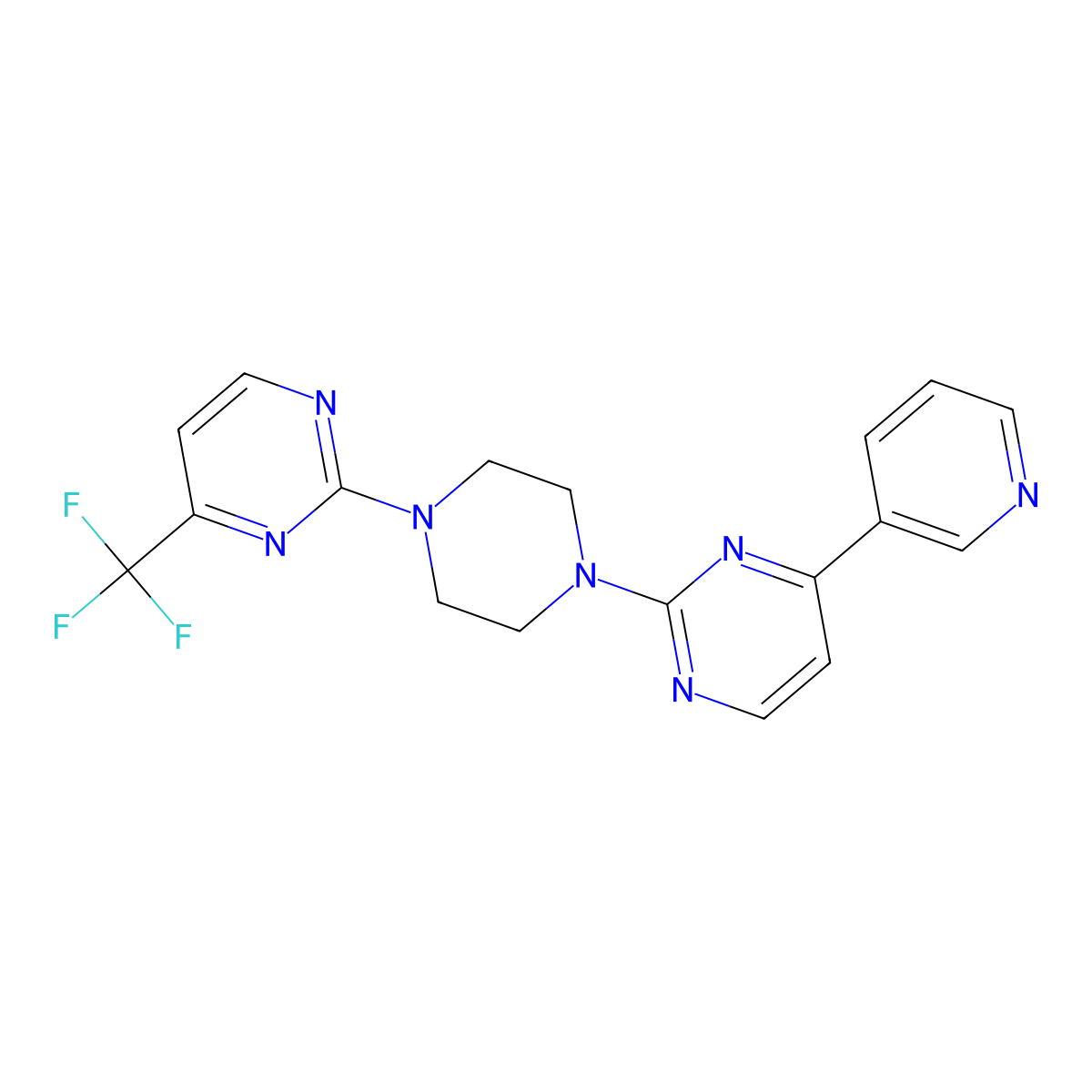 4-(Pyridin-3-yl)-2-{4-[4-(trifluoromethyl)pyrimidin-2-yl]piperazin-1-yl}pyrimidine molecular structure, CAS 2770598-71-3