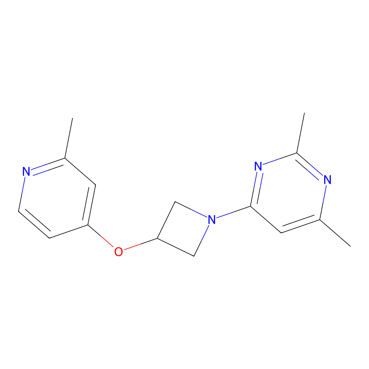 2,4-Dimethyl-6-{3-[(2-methylpyridin-4-yl)oxy]azetidin-1-yl}pyrimidine molecular structure, CAS 2770598-74-6