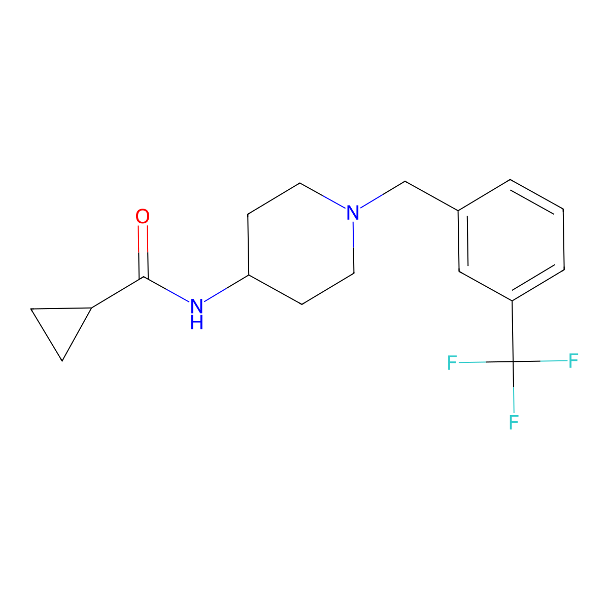 N-(1-{[3-(trifluoromethyl)phenyl]methyl}piperidin-4-yl)cyclopropanecarboxamide molecular structure, CAS 2770598-76-8