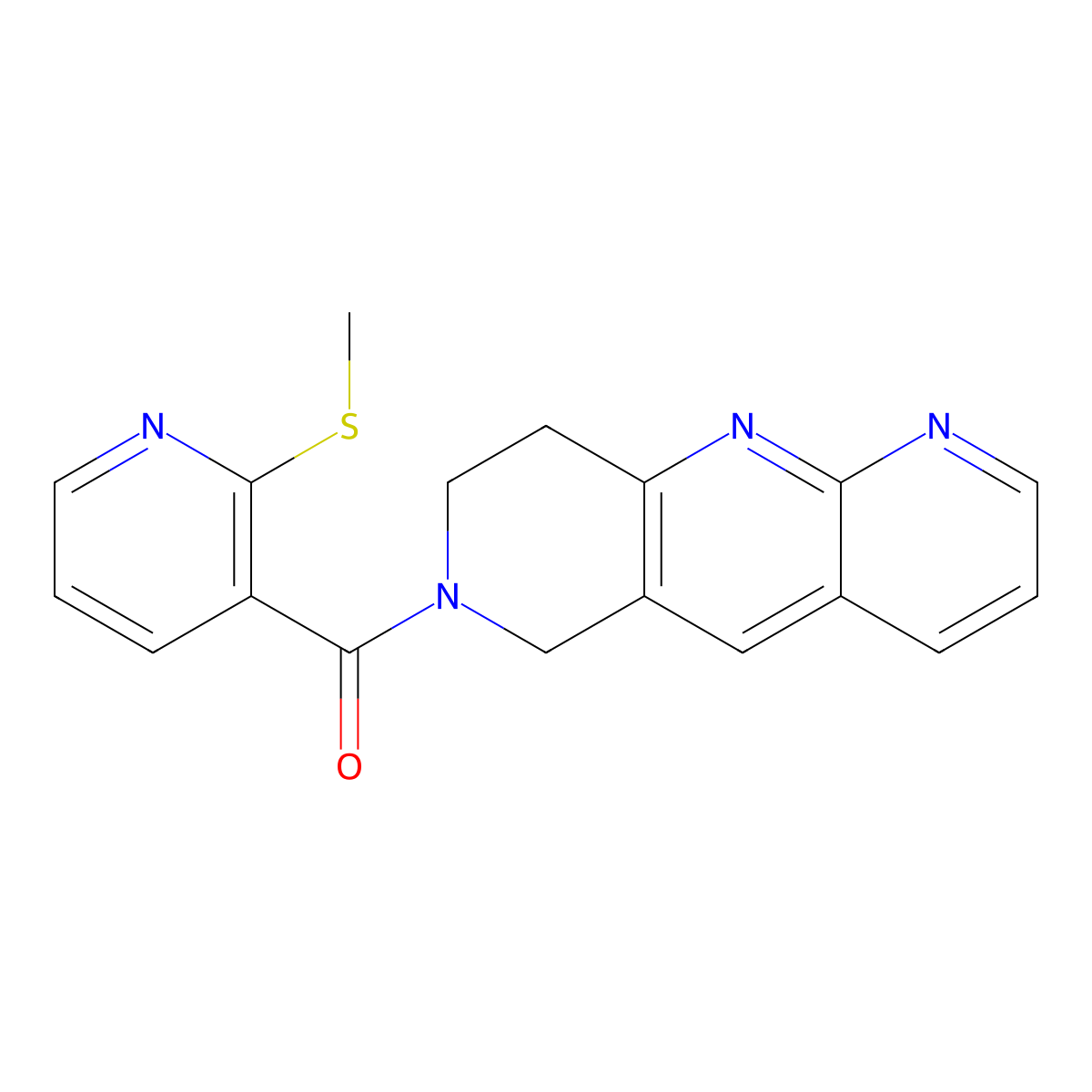 2-(methylsulfanyl)-3-{6H,7H,8H,9H-pyrido[2,3-b]1,6-naphthyridine-7-carbonyl}pyridine molecular structure, CAS 2770598-79-1