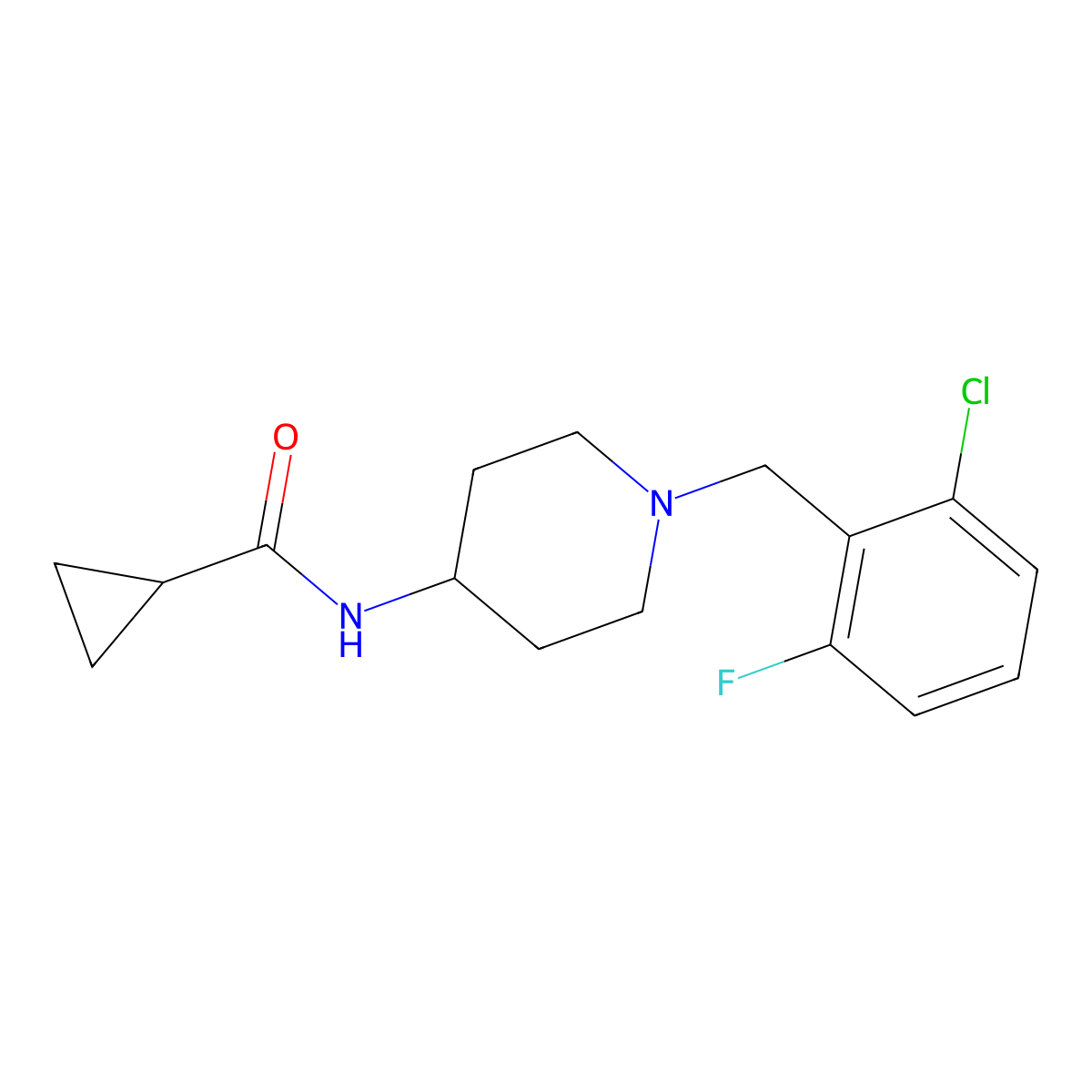 N-{1-[(2-chloro-6-fluorophenyl)methyl]piperidin-4-yl}cyclopropanecarboxamide molecular structure, CAS 2770598-80-4