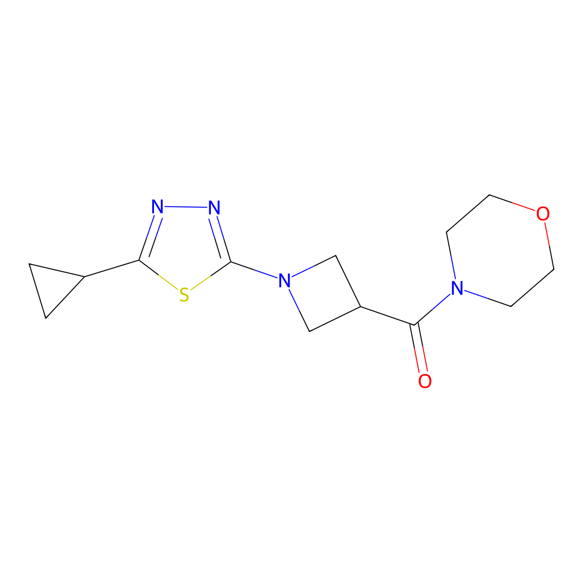 4-[1-(5-Cyclopropyl-1,3,4-thiadiazol-2-yl)azetidine-3-carbonyl]morpholine molecular structure, CAS 2770598-83-7