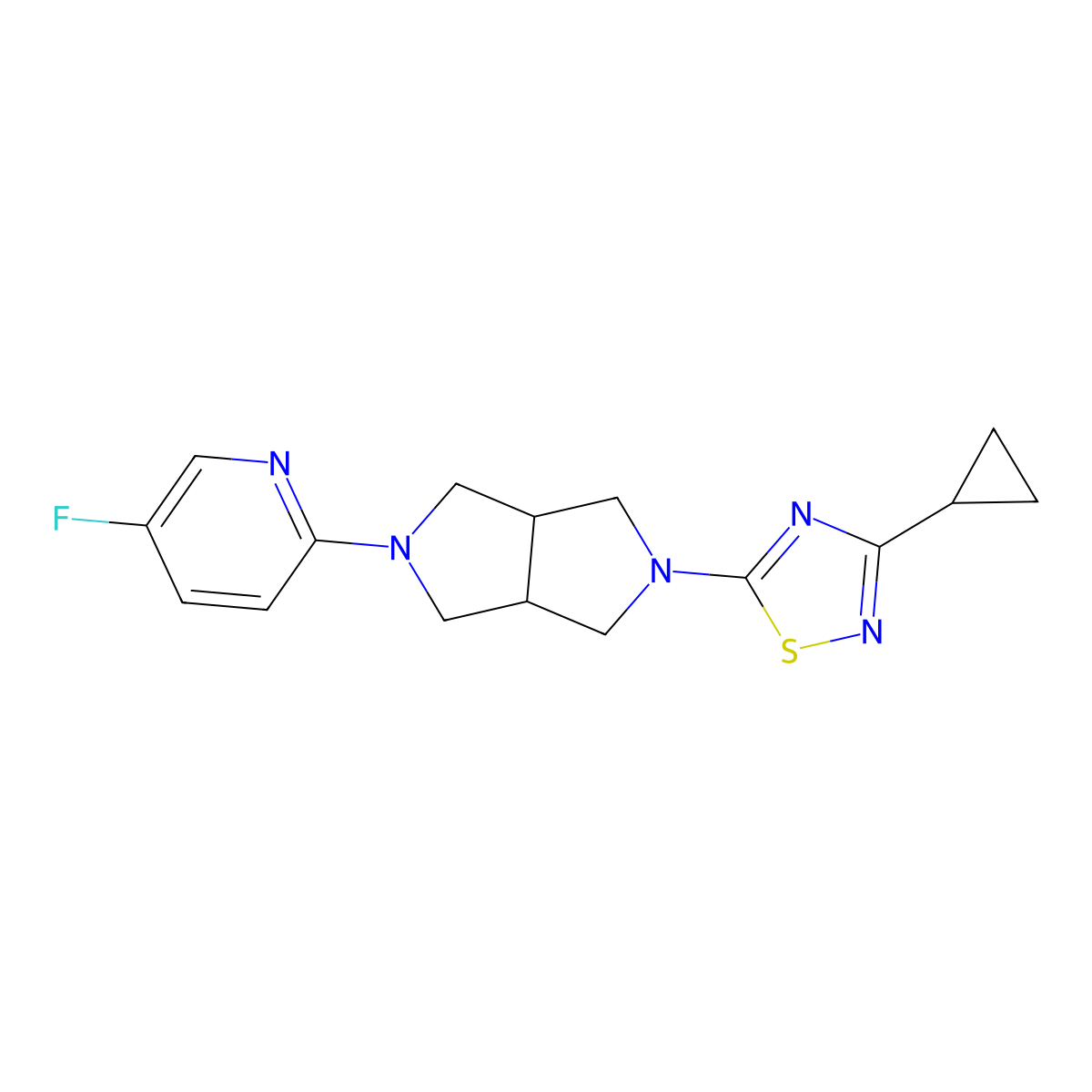 2-[5-(3-Cyclopropyl-1,2,4-thiadiazol-5-yl)-octahydropyrrolo[3,4-c]pyrrol-2-yl]-5-fluoropyridine molecular structure, CAS 2770598-87-1