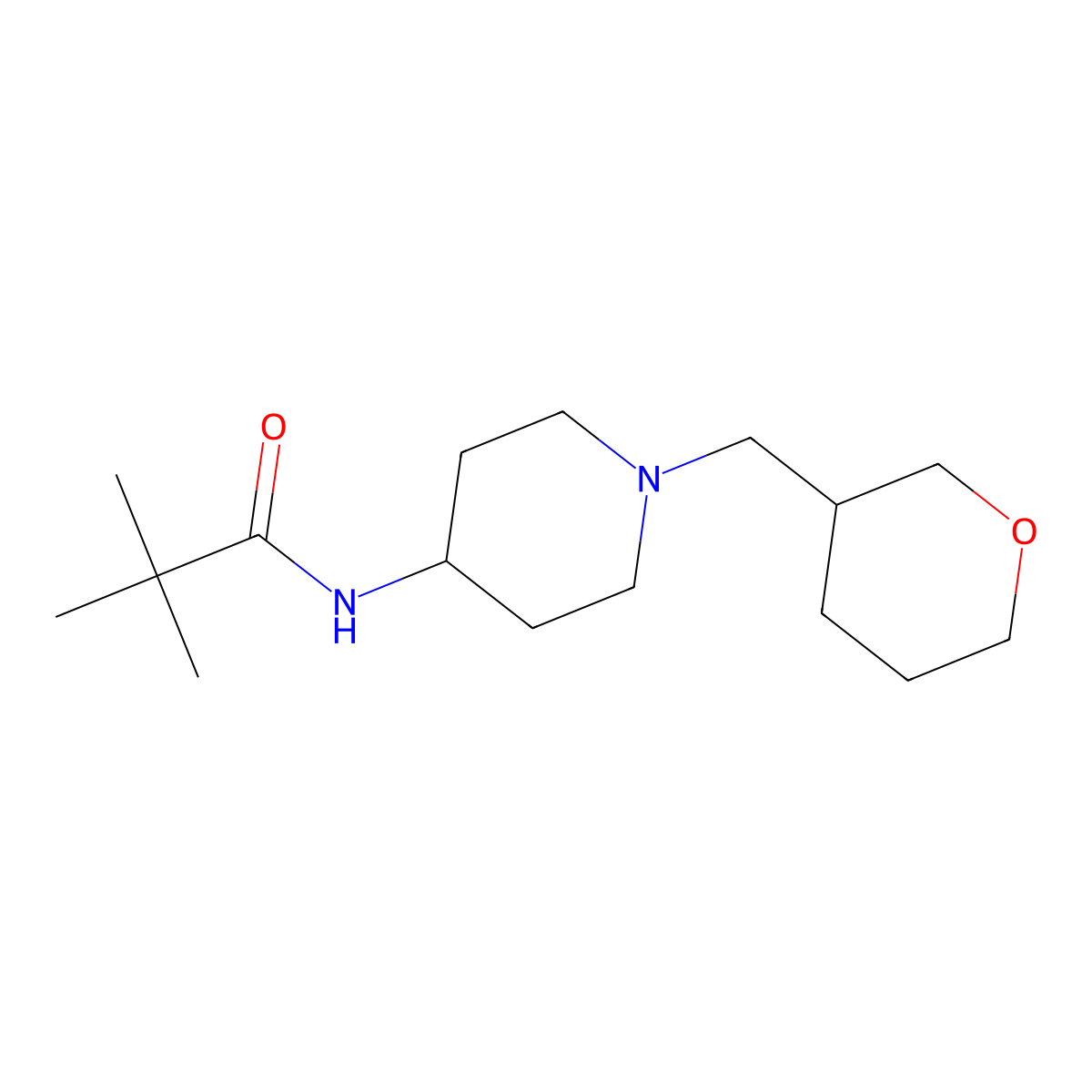 2,2-dimethyl-N-{1-[(oxan-3-yl)methyl]piperidin-4-yl}propanamide molecular structure, CAS 2770598-89-3